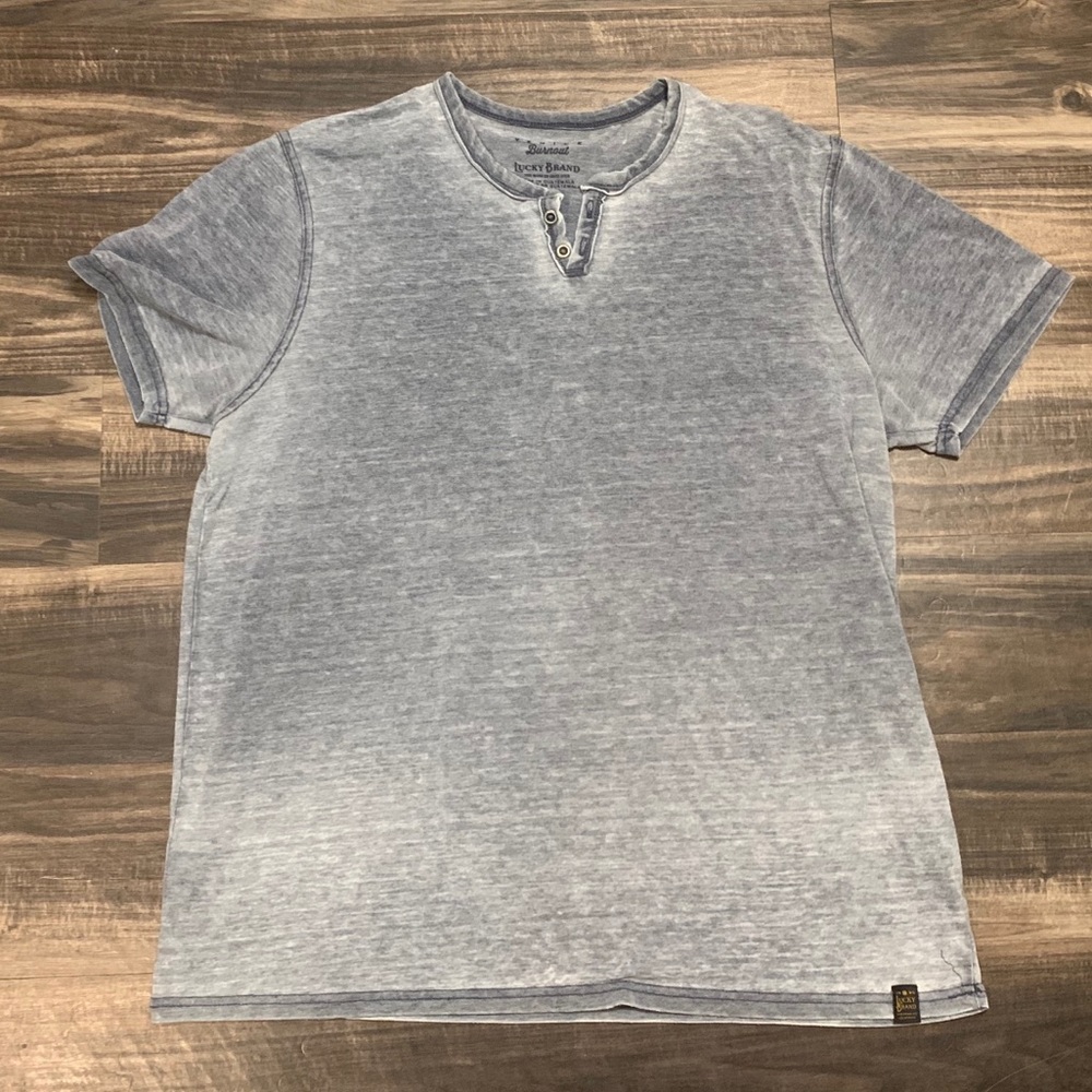 Lucky Brand Faded Navy Blue Tee Mens Size XL